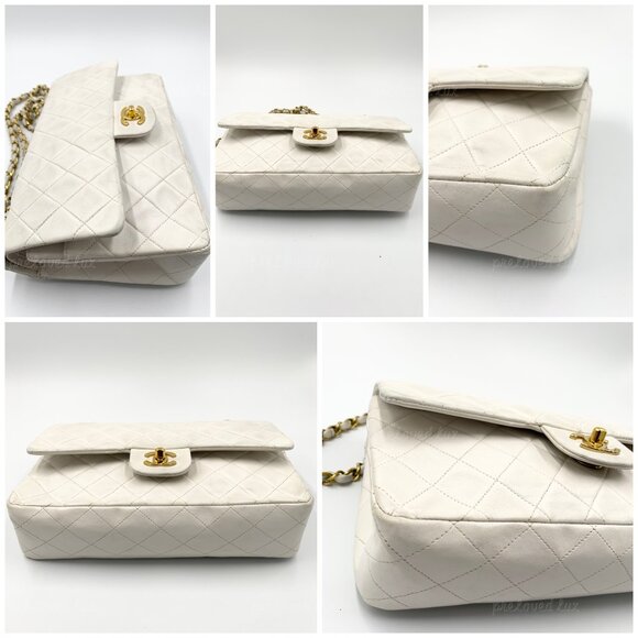 Authentic CHANEL Medium Classic Double Flap Bag White with Gold Hardware - Picture 4 of 12